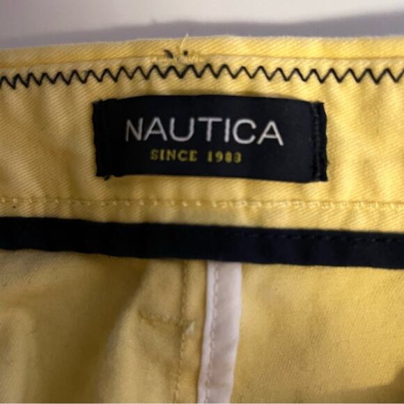 Nautica Classic Fit The Deck Shorts 35 Yellow Chino Shorts Boating Preppy Style - Picture 4 of 6